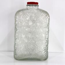Vintage Anchor Hocking Embossed Glass Refrigerator Juice Bottle W/ Peacock Cap picture