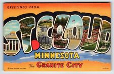 Greetings From St. Cloud Minnesota Large Big Letter Postcard Linen Curt Teich picture