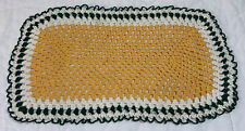 Vintage Rectangle  Hand Crocheted Doily, Yellow, Green, Off White, Cotton picture