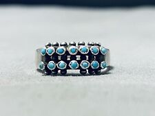 MESMERIZING VINTAGE NAVAJO SLEEPING BEAUTY TURQUOISE STERLING SILVER RING picture