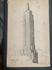 Empire State Building architectural plan in frame picture