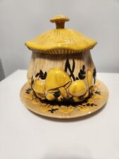 Vtg Arners Ceramic Mushroom Canister Jar Kitchen Shroom Pottery Hand Painted picture