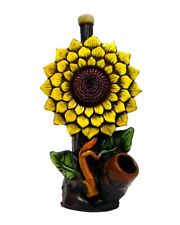 Yellow Sunflower Handmade Tobacco Smoking Hand Pipe Spring Flower Plant Figurine picture