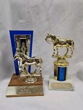 TWO VINTAGE Horse Show Trophies  Decor Equestrian Marble Farm Barn picture