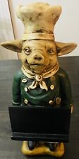 Chef Pig Resin Statue Well Traveled Imports Inc 2003 Kitchen Sense 15” Flaw picture