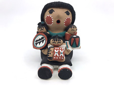 T. Tosa Jemez Signed Pueblo Indian Handmade Clay Storyteller 3.5 Inches Tall picture