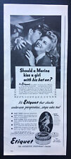 1943 Etiquet Deodorant WWII Vintage Print Ad War Bonds Marine Kisses Girl War picture
