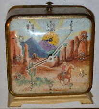 Vintage Ingraham Roy Rogers Cowboy Wind Up Alarm Clock Good Condition Won't Wind picture