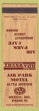 Matchbook Cover - Air Park Motel Mexico MO low phone # picture