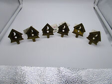 6  BIRD HOUSE NAPKIN RINGS   SOLID BRASS    VINTAGE   UNIQUE picture