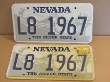 pair Nevada License Plate L8 1967 