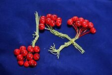 3 VTG 1950S BUNCHES COMPOSITION HOLLY BERRIES PICKS 36 PCS XMAS ORNAMENTS CRAFTS picture