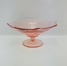 Depression Glass Bowl Etched Flowers Pink Antique picture