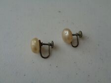 Older Vintage Faux Pearl Screw Back Earrings E1 picture