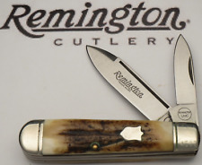 Vintage REMINGTON R106 Jack Knife by Camillus Genuine Stag Handles - MINT picture