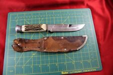 Vintage Anton Wingen Jr Othello Solingen Germany 4 Pin Stag Handle Knife picture