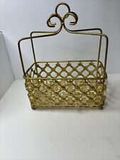 Metal Basket With Beads Bathroom Kitchen Holder Aproximately 7”x4” Mid Century picture