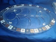 Mid Century Modern Inland Glass Platter Atomic Snowflake Meat Serving Tray 14.5