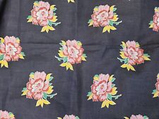 Vintage Semi Sheer 1930s 40s Yellow Pink Floral Cotton Dress Fabric 3 Yards picture