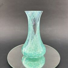 Vintage Caithness Scotland Hand Blown Green Swirl Art Glass 4.5” Vase picture