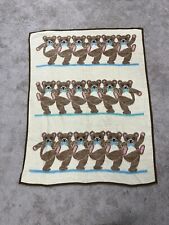 Vintage Biederlack Dancing Teddy Bear Blanket  73x56
