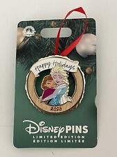 Disney Parks Disneyland 2023 Frozen Elsa and Anna Happy Holidays Ornament LE Pin picture