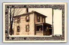 RPPC Man on Porch of Stately Two Story Home House Postcard picture