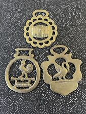 Vintage Brass Saddle Harness Medallions Lot Of Three picture