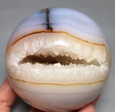 822g Natural ocra agate sphere druzy QUARTZ CRYSTAL balls stone HEALING picture