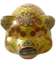 Vintage Large Pottery Psychedelic Piggybank. Groovy 1970s Hippy. Unique picture