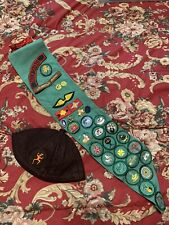 Vintage Brownie Girl Scout Sash Hat Patches Pins Lot  Washington State 1970s? picture