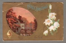Early 1900s Easter Postcard, Metallic Gold, Antique Vintage Retro, Embossed picture