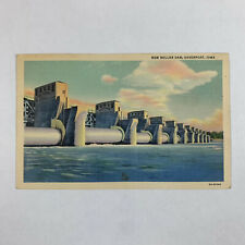 Postcard Iowa Davenport IA New Roller Dam 1940s Linen Unposted picture