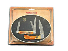 Remington American Tradition Combo X2 Pocket Knife Stainless Blades Bone Handle  picture