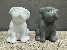 Food Network French Bull Dog Salt & Pepper Shakers Ceramic w/Stoppers Unused picture