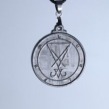 Natural meteorite pendant,sigil of lucifer,demon seal celestial necklace N28 picture