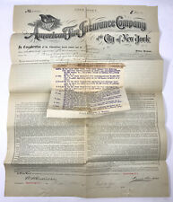 1892 Engraved Insurance Policy American Fire Insurance Company New York Jersey picture