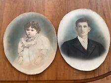 Vintage Young Man and Young Girl Oval Shaped 13.5