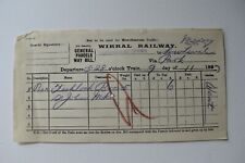 Railway Parcels Way Bill Wirral Railway BIRKENHEAD DOCKS to LOW LEVEL 1897 (b08) picture
