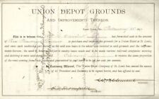 Union Depot Grounds - 1877 $5,000 Bond - Railroad Bonds picture