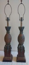 Early Pair Signed Fredrick Cooper Solid Ceramic Pineapple Lamps 39
