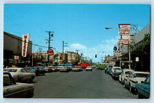 Tijuana Baja California Mexico Postcard Constitution Ave. Shopping Area c1960's picture