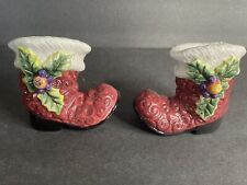 Vintage Fritz and Floyd Christmas Santa Boots salt & Pepper Shakers box picture