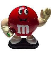 Vintage 1991 Standing Plain Red M&M Candy Dispenser Pull Hand Lever Works Great picture
