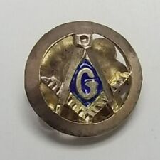 Vintage Masonic Square and Compass Enamel Gold Tone Lapel Pin Brooch, Mason picture