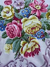 Victoriana Crescent GLAM Floral 30s Fanciful Floral Barkcloth Era Vintage Fabric picture