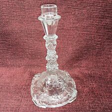 Antique Ornate Glass Candlestick Holder Pressed Pattern Perfect 8.25