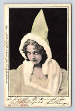 1901 German Portrait Young Woman Tall Hat Fur Fringe PF CH Ser Brillant Postcard picture