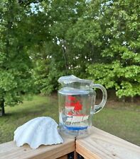 Vtg Atlas Glass Pitcher Red White Blue Sailing Vessels picture
