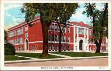 Morse High School Bath Maine Postcard Circa 1920s Red Schoolhouse  picture